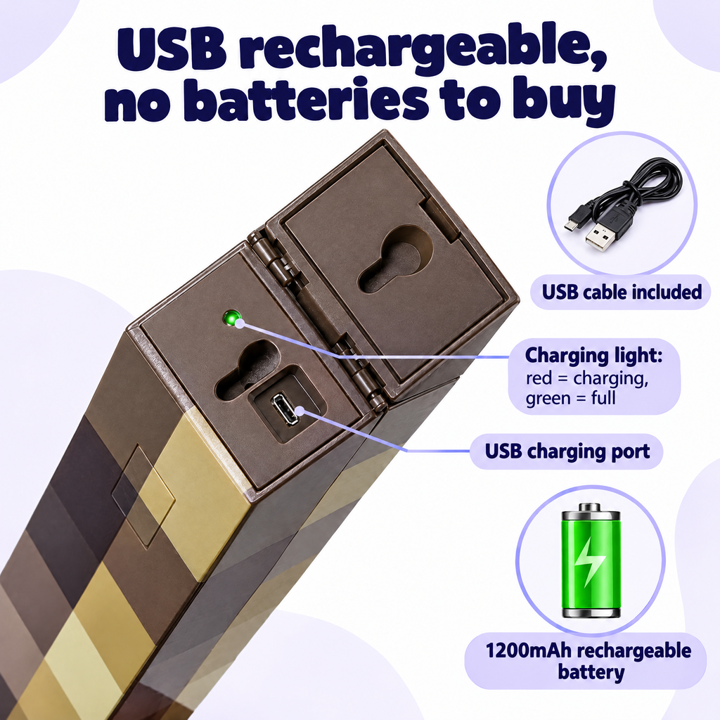 USB rechargeable with 1200mAh battery and charging light