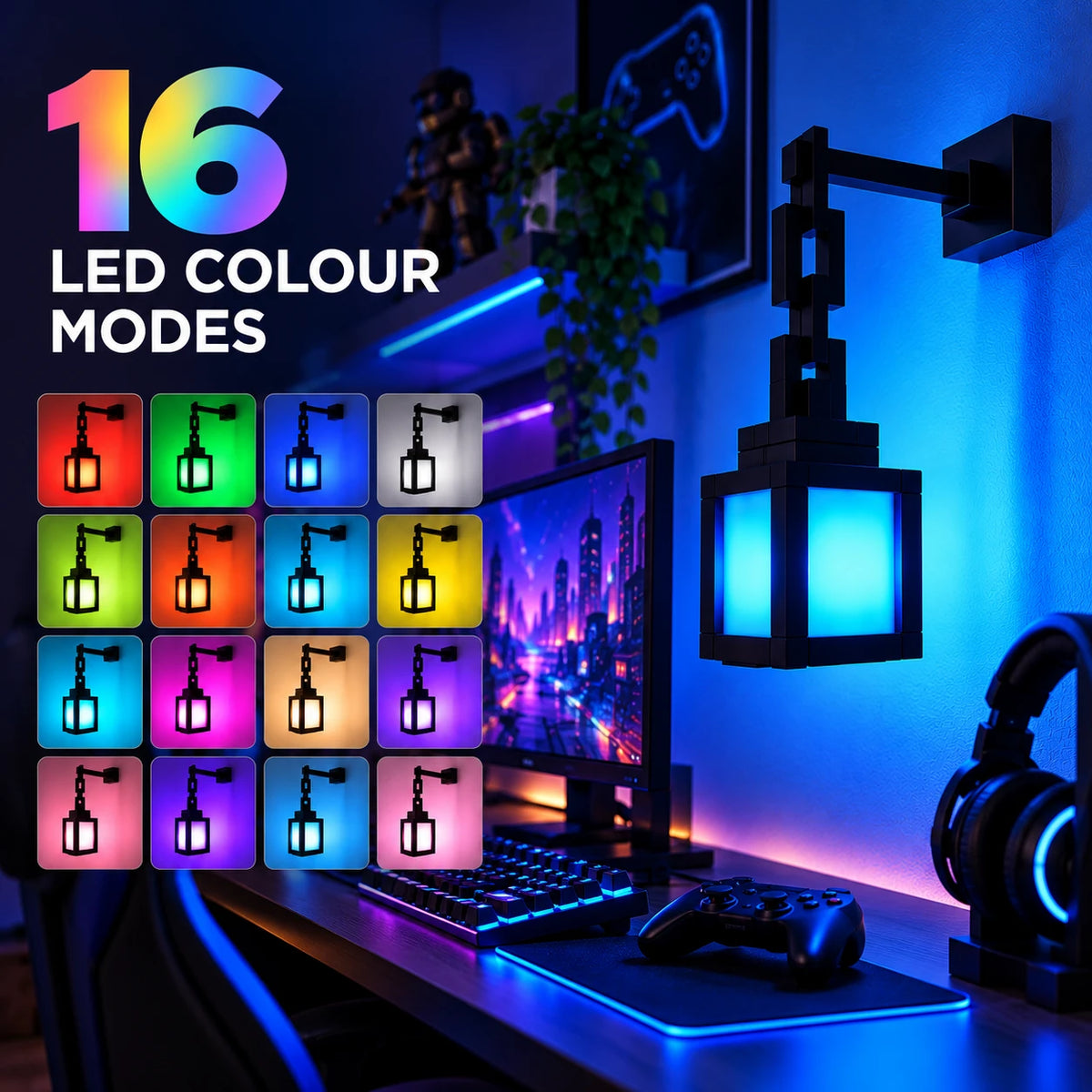 Minelamp has 16 LED colour modes